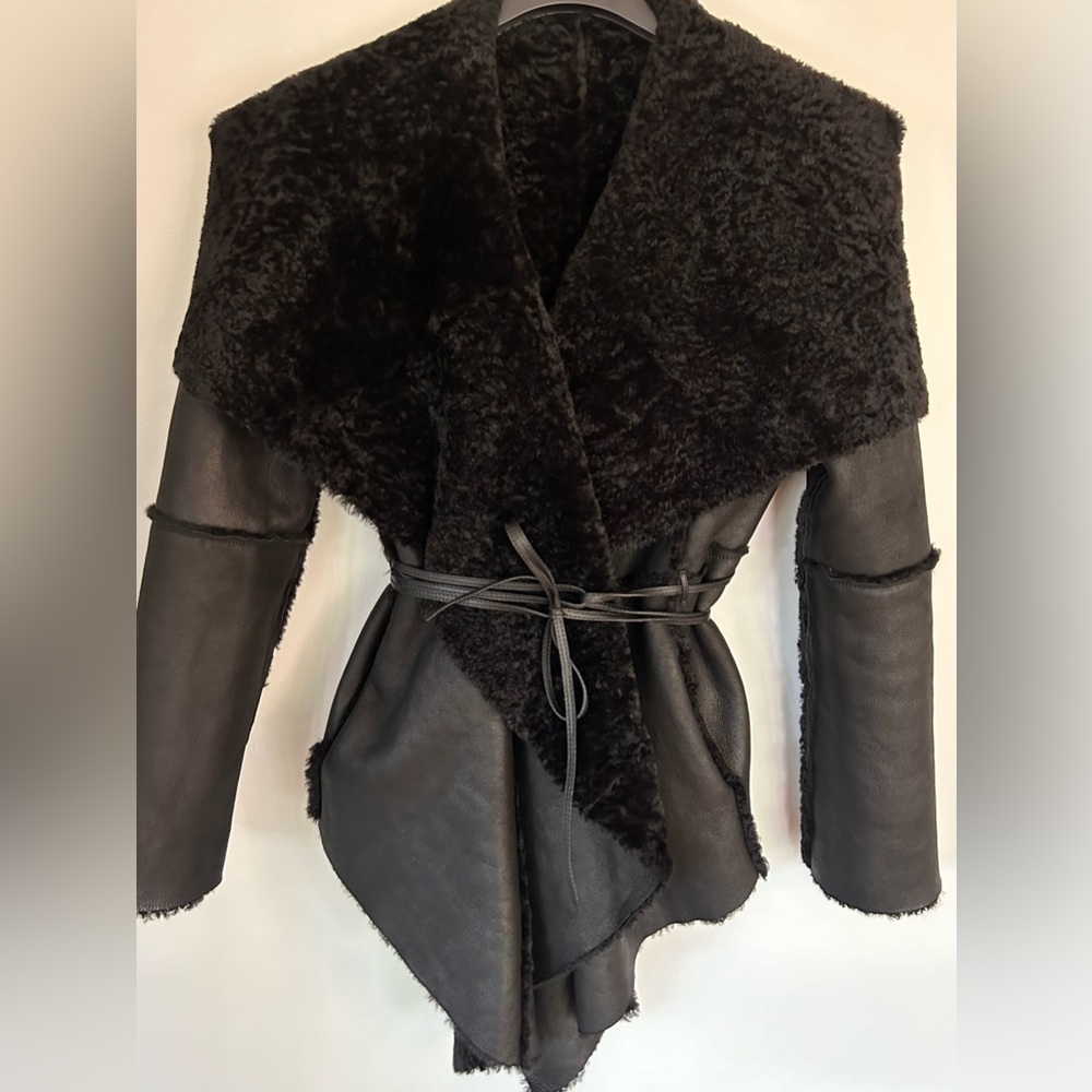 LANVIN REVERSIBLE LAMB SHEARLING BELTED JACKET